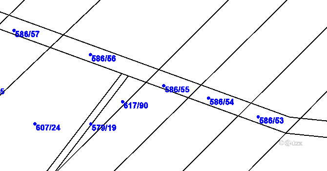 Parcela st. 586/55 v KÚ Třtěnice, Katastrální mapa