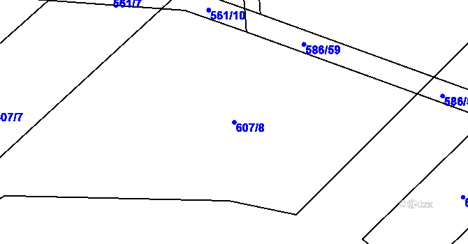Parcela st. 607/8 v KÚ Třtěnice, Katastrální mapa