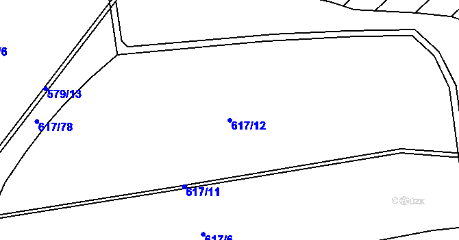 Parcela st. 617/12 v KÚ Třtěnice, Katastrální mapa