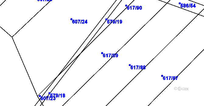 Parcela st. 617/89 v KÚ Třtěnice, Katastrální mapa