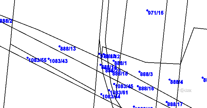 Parcela st. 888/12 v KÚ Mnichovský Týnec, Katastrální mapa