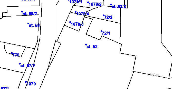 Parcela st. 53 v KÚ Třtěno, Katastrální mapa