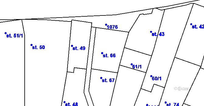 Parcela st. 66 v KÚ Třtěno, Katastrální mapa