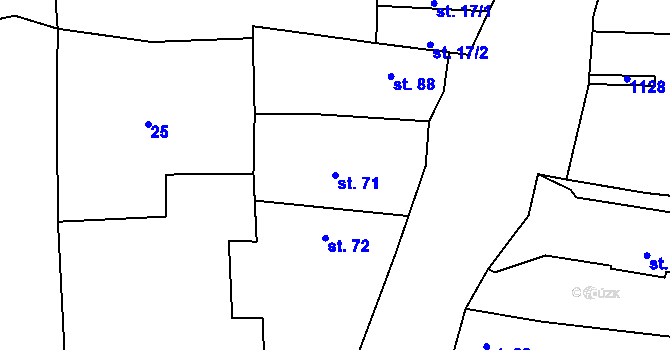 Parcela st. 71 v KÚ Třtěno, Katastrální mapa