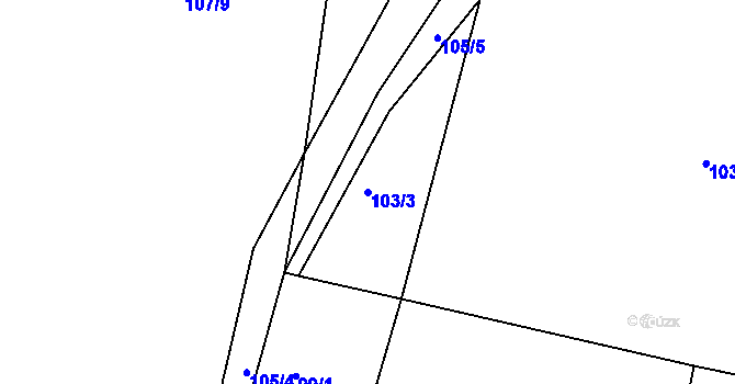 Parcela st. 103/3 v KÚ Třtěno, Katastrální mapa
