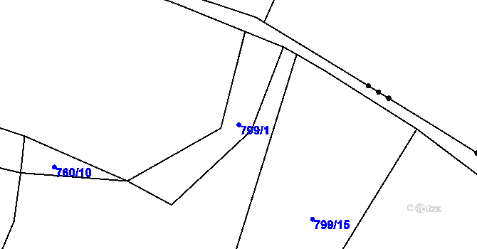 Parcela st. 799/1 v KÚ Třtěno, Katastrální mapa
