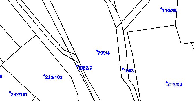 Parcela st. 799/4 v KÚ Třtěno, Katastrální mapa