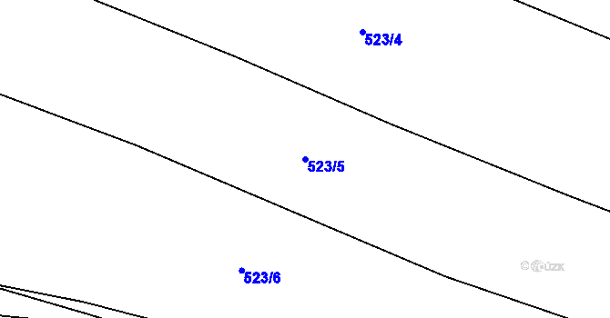 Parcela st. 523/5 v KÚ Třtěno, Katastrální mapa