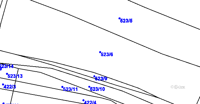 Parcela st. 523/6 v KÚ Třtěno, Katastrální mapa