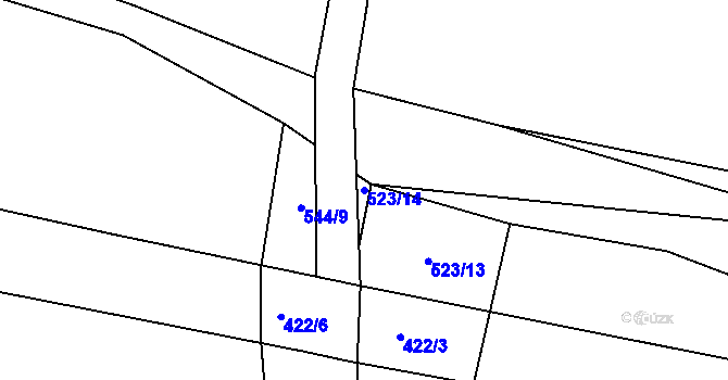 Parcela st. 523/14 v KÚ Třtěno, Katastrální mapa