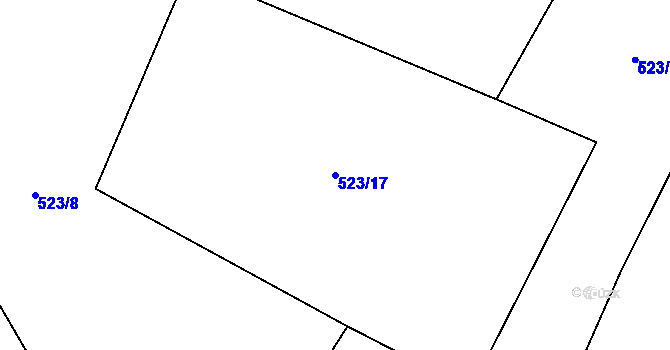 Parcela st. 523/17 v KÚ Třtěno, Katastrální mapa