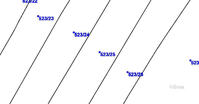 Parcela st. 523/25 v KÚ Třtěno, Katastrální mapa