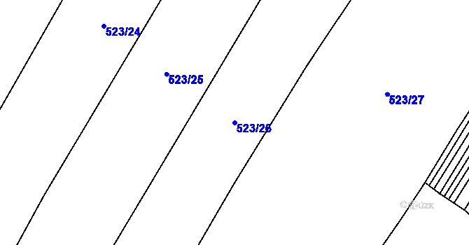 Parcela st. 523/26 v KÚ Třtěno, Katastrální mapa