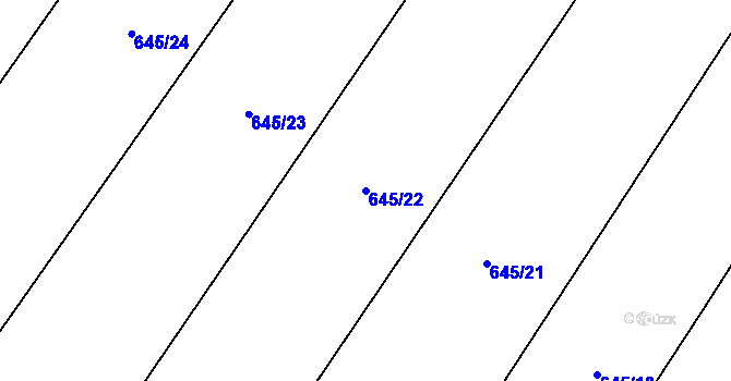 Parcela st. 645/22 v KÚ Třtěno, Katastrální mapa