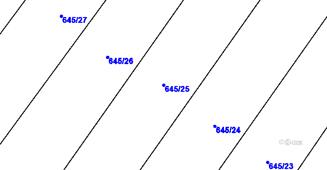 Parcela st. 645/25 v KÚ Třtěno, Katastrální mapa