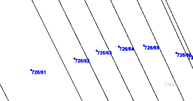 Parcela st. 726/63 v KÚ Třtěno, Katastrální mapa