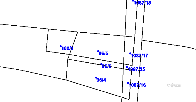 Parcela st. 96/5 v KÚ Třtěno, Katastrální mapa