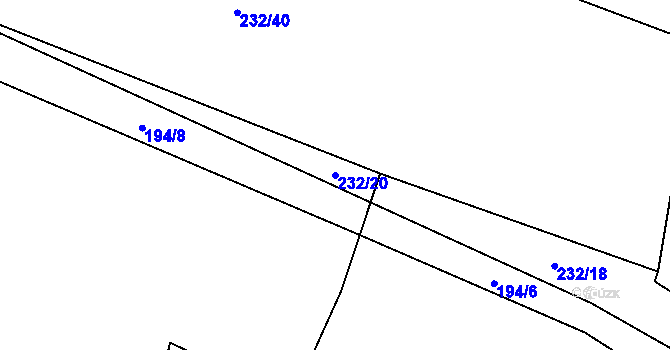 Parcela st. 232/20 v KÚ Třtěno, Katastrální mapa