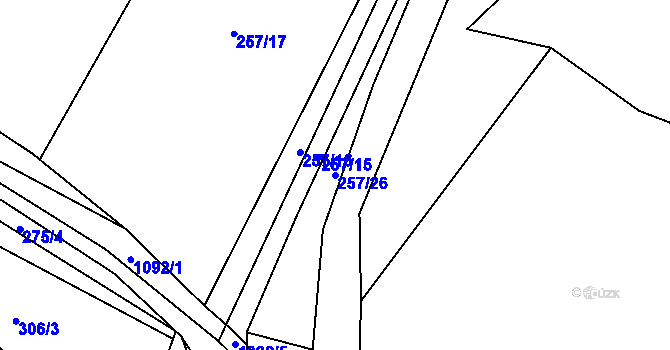 Parcela st. 257/26 v KÚ Třtěno, Katastrální mapa