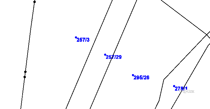 Parcela st. 257/29 v KÚ Třtěno, Katastrální mapa