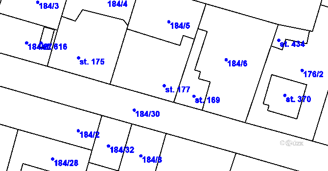 Parcela st. 177 v KÚ Třtice u Nového Strašecí, Katastrální mapa