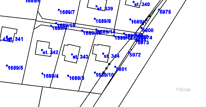 Parcela st. 344 v KÚ Třtice u Nového Strašecí, Katastrální mapa