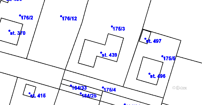 Parcela st. 439 v KÚ Třtice u Nového Strašecí, Katastrální mapa