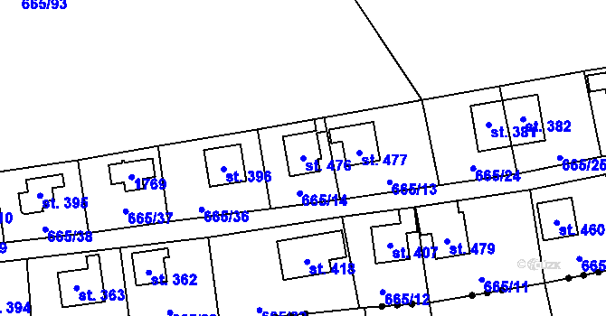 Parcela st. 476 v KÚ Třtice u Nového Strašecí, Katastrální mapa