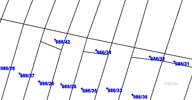 Parcela st. 986/34 v KÚ Třtice u Nového Strašecí, Katastrální mapa