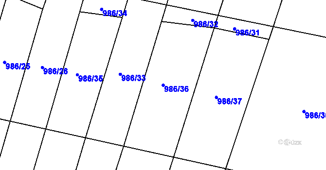 Parcela st. 986/36 v KÚ Třtice u Nového Strašecí, Katastrální mapa