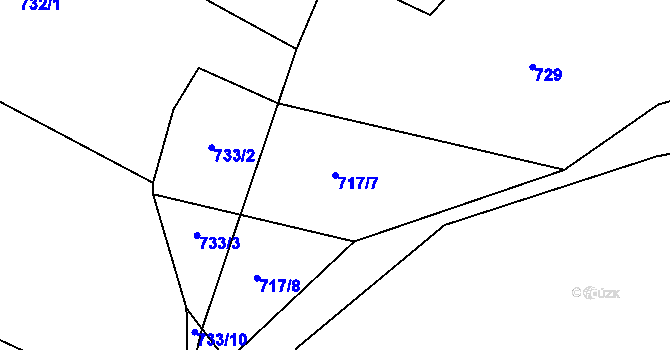 Parcela st. 717/7 v KÚ Dvorce u Tučap, Katastrální mapa