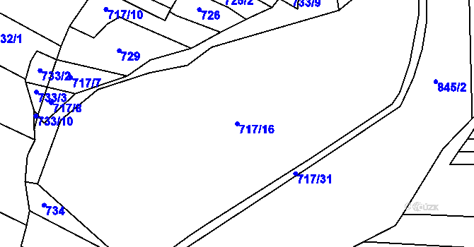 Parcela st. 717/16 v KÚ Dvorce u Tučap, Katastrální mapa