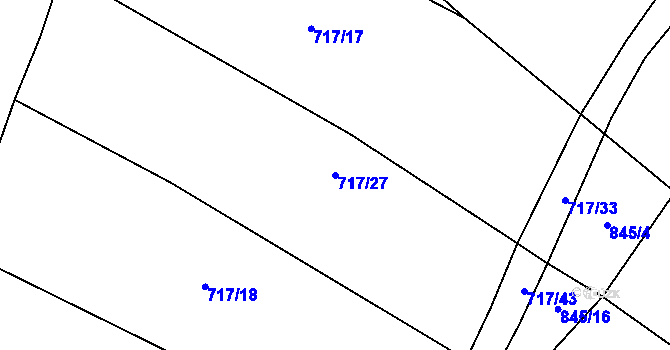 Parcela st. 717/27 v KÚ Dvorce u Tučap, Katastrální mapa