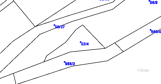 Parcela st. 52/4 v KÚ Tučapy u Soběslavi, Katastrální mapa