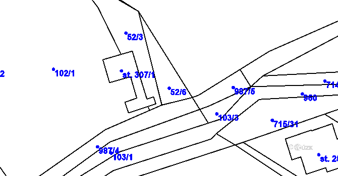 Parcela st. 52/6 v KÚ Tučapy u Soběslavi, Katastrální mapa
