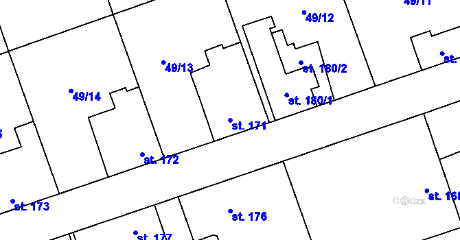 Parcela st. 171 v KÚ Tučapy u Soběslavi, Katastrální mapa