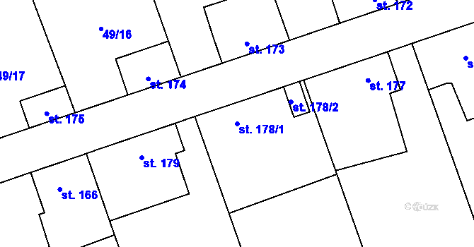 Parcela st. 178/1 v KÚ Tučapy u Soběslavi, Katastrální mapa