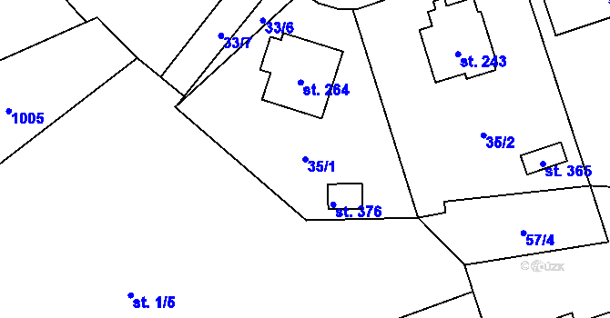 Parcela st. 35/1 v KÚ Tučapy u Soběslavi, Katastrální mapa