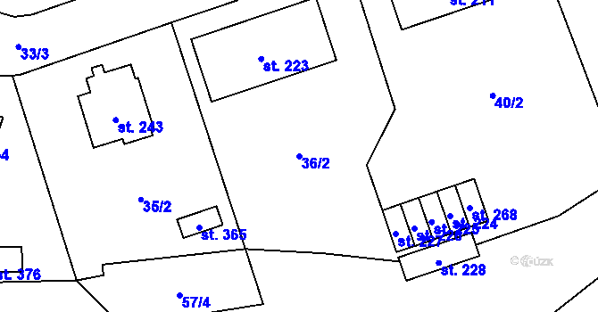 Parcela st. 36/2 v KÚ Tučapy u Soběslavi, Katastrální mapa