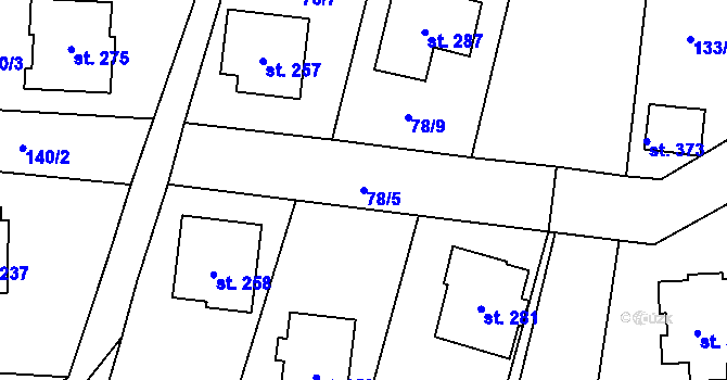 Parcela st. 78/5 v KÚ Tučapy u Soběslavi, Katastrální mapa