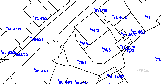 Parcela st. 76/4 v KÚ Tučapy u Soběslavi, Katastrální mapa