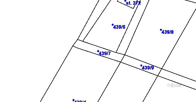 Parcela st. 439/7 v KÚ Tučapy u Soběslavi, Katastrální mapa