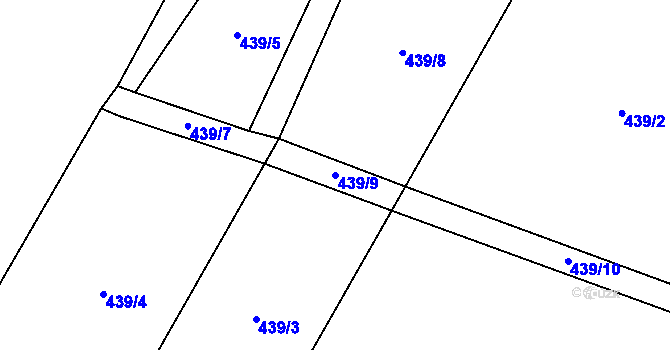 Parcela st. 439/9 v KÚ Tučapy u Soběslavi, Katastrální mapa
