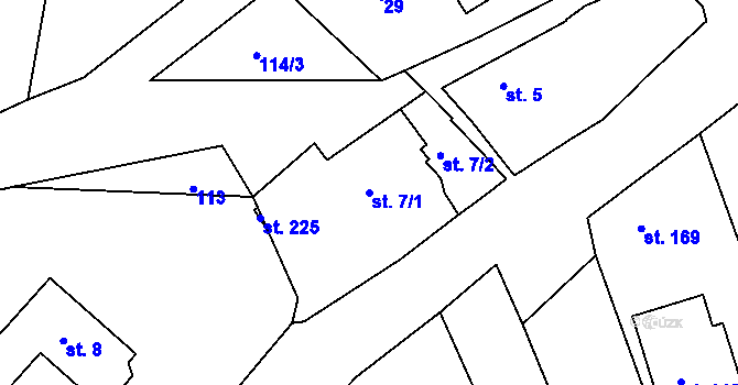 Parcela st. 7/1 v KÚ Tučapy u Holešova, Katastrální mapa