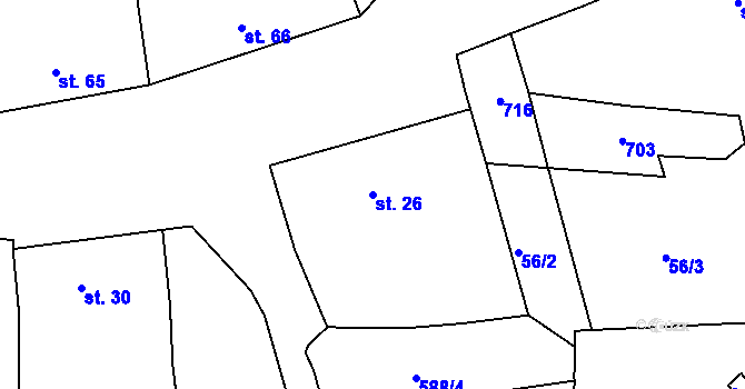 Parcela st. 26 v KÚ Tučapy u Holešova, Katastrální mapa