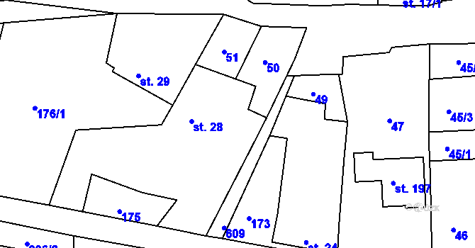 Parcela st. 27 v KÚ Tučapy u Holešova, Katastrální mapa