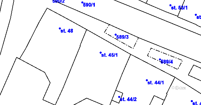 Parcela st. 45/1 v KÚ Tučapy u Holešova, Katastrální mapa