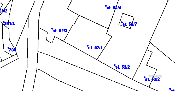 Parcela st. 52/1 v KÚ Tučapy u Holešova, Katastrální mapa