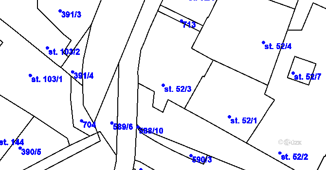 Parcela st. 52/3 v KÚ Tučapy u Holešova, Katastrální mapa