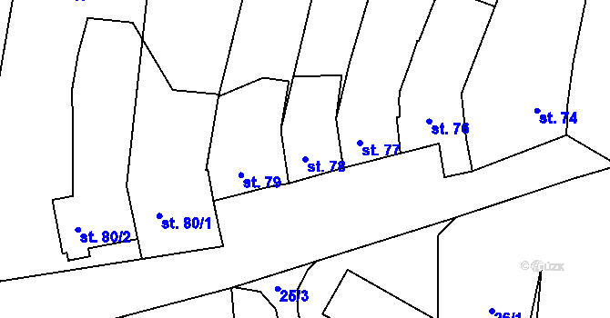 Parcela st. 78 v KÚ Tučapy u Holešova, Katastrální mapa